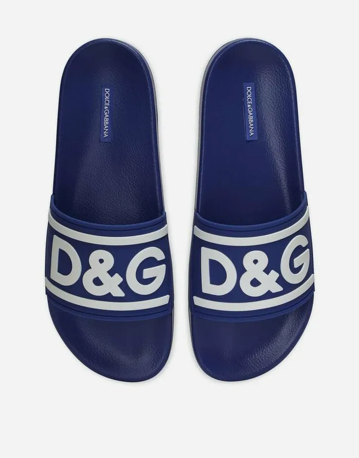 Dolce and Gabbana Sandals And Slides Men Rubber Beachwear Sliders With DG Logo Multicolor Dolce and Gabbana Sandals And Slides Men Rubber Beachwear Sliders With DG Logo Multicolor