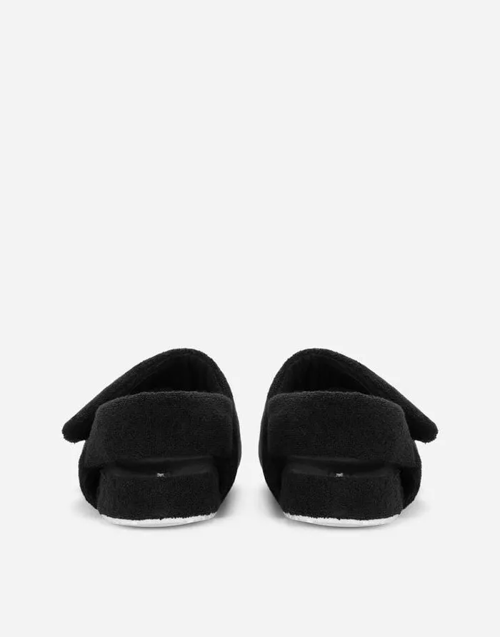 Dolce and Gabbana Sandals And Slides Men Terrycloth Sandals With Logo Tag Black Dolce and Gabbana Sandals And Slides Men Terrycloth Sandals With Logo Tag Black