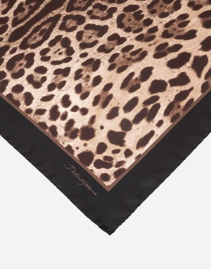 Dolce and Gabbana Scarves And Silks Men Silk Foulard With Leopard Print Multicolor Dolce and Gabbana Scarves And Silks Men Silk Foulard With Leopard Print Multicolor
