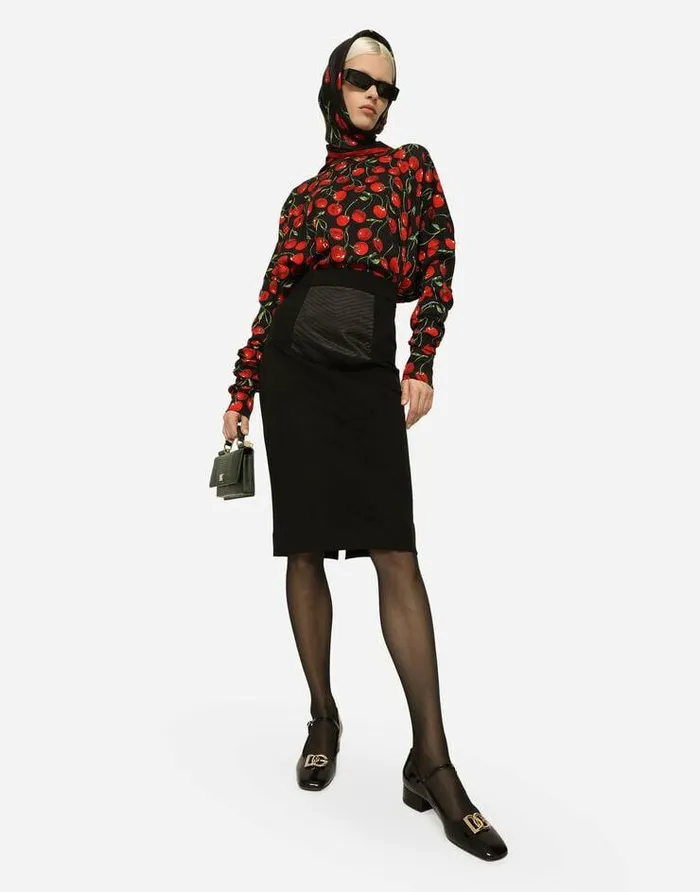Dolce and Gabbana Shirts And Tops Women Cherryprint Charmeuse Top With Gathered Sleeves Multicolor Dolce and Gabbana Shirts And Tops Women Cherryprint Charmeuse Top With Gathered Sleeves Multicolor