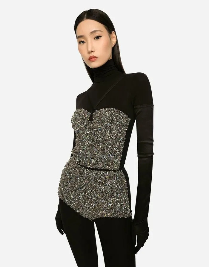 Dolce and Gabbana Shirts And Tops Women KIM DOLCEandGABBANA Corset Top With Rhinestone Embellishment Multicolor Dolce and Gabbana Shirts And Tops Women KIM DOLCEandGABBANA Corset Top With Rhinestone Embellishment Multicolor