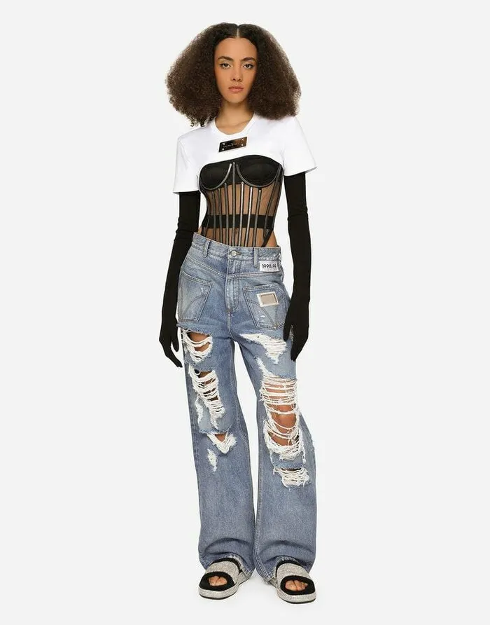 Dolce and Gabbana Shirts And Tops Women KIM DOLCEandGABBANA Tulle Corset With Boning And Molded Cups Black Dolce and Gabbana Shirts And Tops Women KIM DOLCEandGABBANA Tulle Corset With Boning And Molded Cups Black