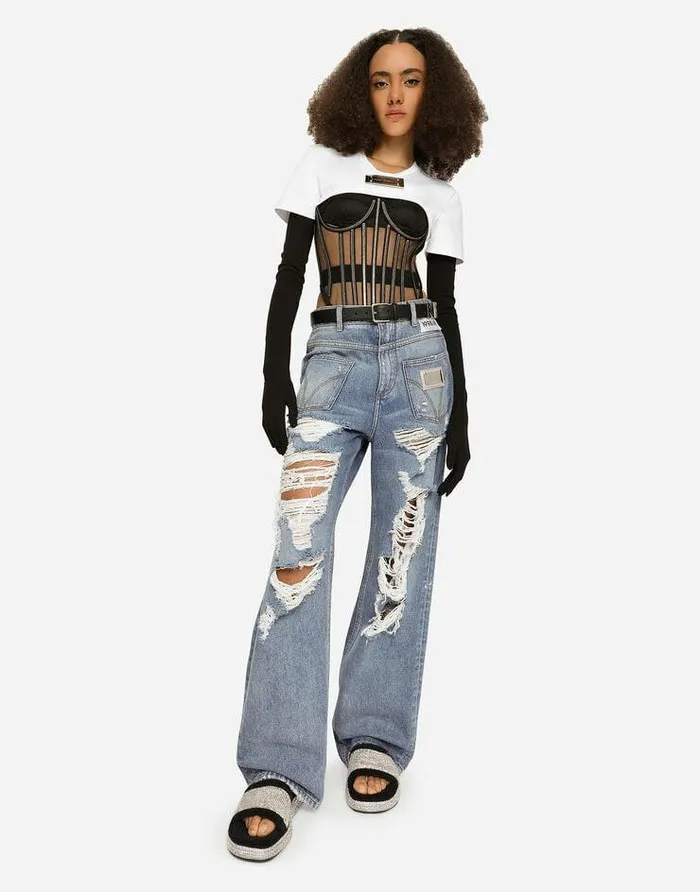 Dolce and Gabbana Shirts And Tops Women KIM DOLCEandGABBANA Tulle Corset With Boning And Molded Cups Black Dolce and Gabbana Shirts And Tops Women KIM DOLCEandGABBANA Tulle Corset With Boning And Molded Cups Black