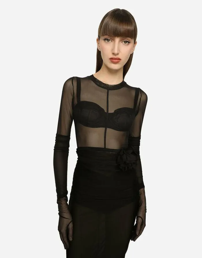 Dolce and Gabbana Shirts And Tops Women KIM DOLCEandGABBANA Tulle Top Black