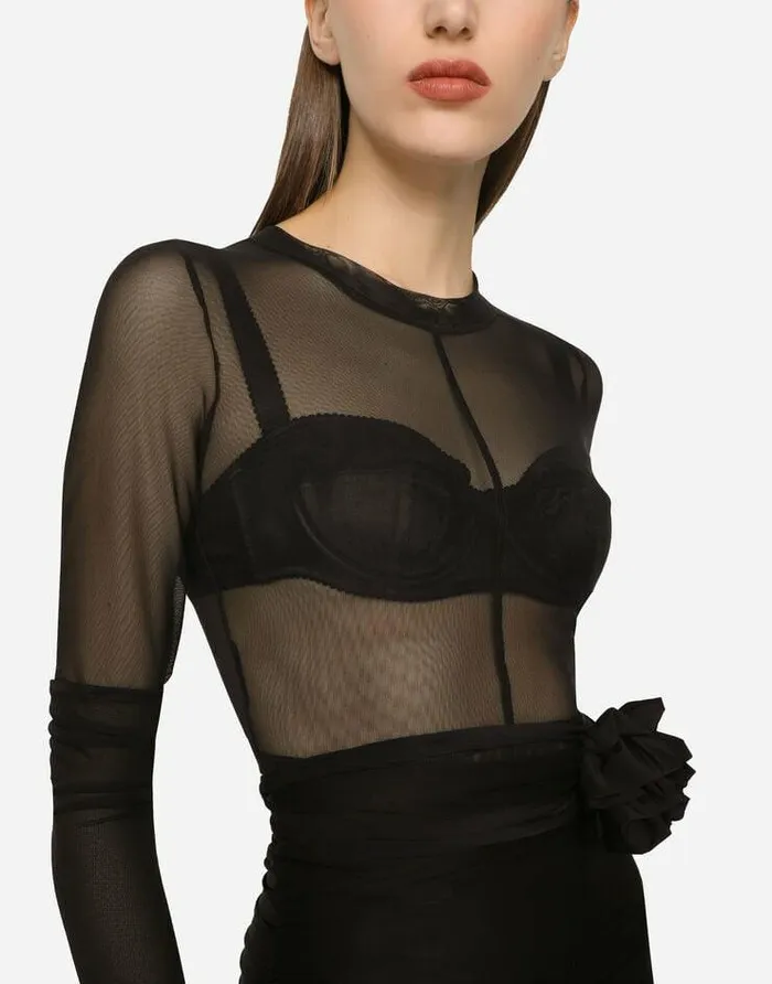 Dolce and Gabbana Shirts And Tops Women KIM DOLCEandGABBANA Tulle Top Black