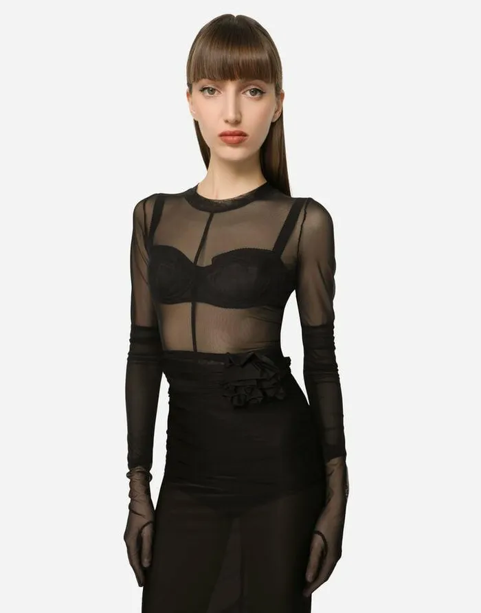 Dolce and Gabbana Shirts And Tops Women KIM DOLCEandGABBANA Tulle Top Black