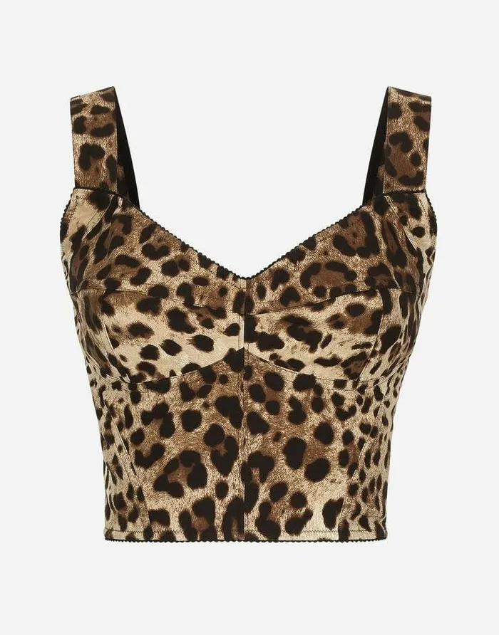 Dolce and Gabbana Shirts And Tops Women Leopardprint Charmeuse Bustier Top Multicolor Dolce and Gabbana Shirts And Tops Women Leopardprint Charmeuse Bustier Top Multicolor