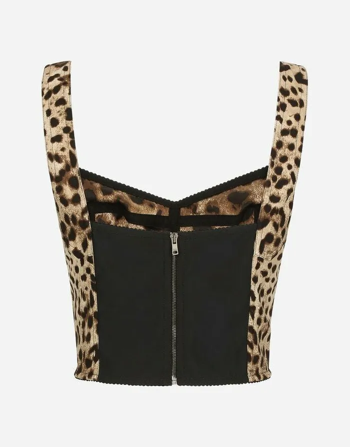 Dolce and Gabbana Shirts And Tops Women Leopardprint Charmeuse Bustier Top Multicolor Dolce and Gabbana Shirts And Tops Women Leopardprint Charmeuse Bustier Top Multicolor