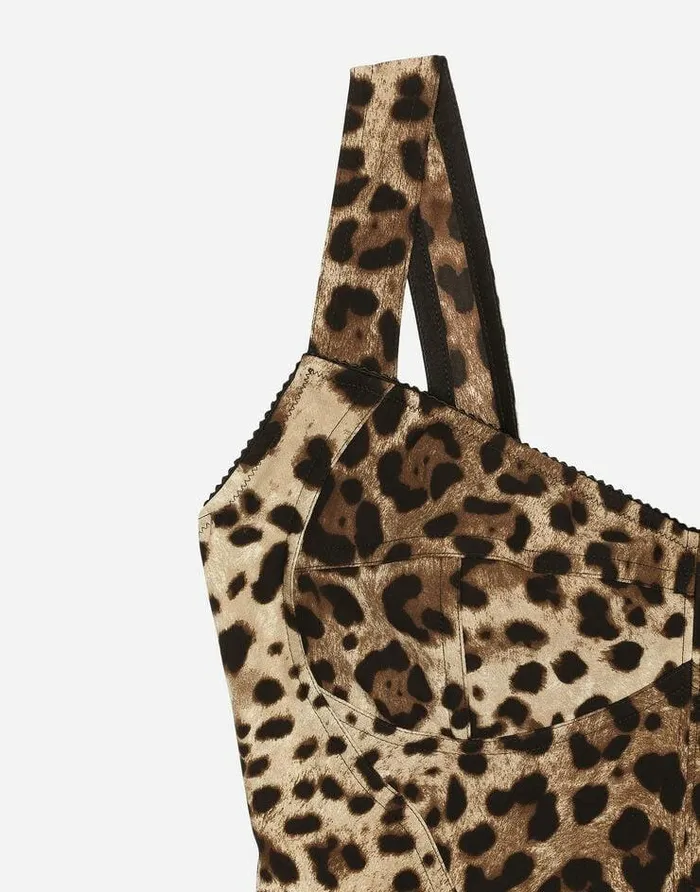 Dolce and Gabbana Shirts And Tops Women Leopardprint Charmeuse Bustier Top Multicolor Dolce and Gabbana Shirts And Tops Women Leopardprint Charmeuse Bustier Top Multicolor
