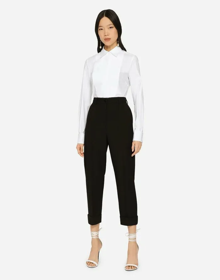 Dolce and Gabbana Shirts And Tops Women Stretch Poplin Tuxedo Shirt White Dolce and Gabbana Shirts And Tops Women Stretch Poplin Tuxedo Shirt White