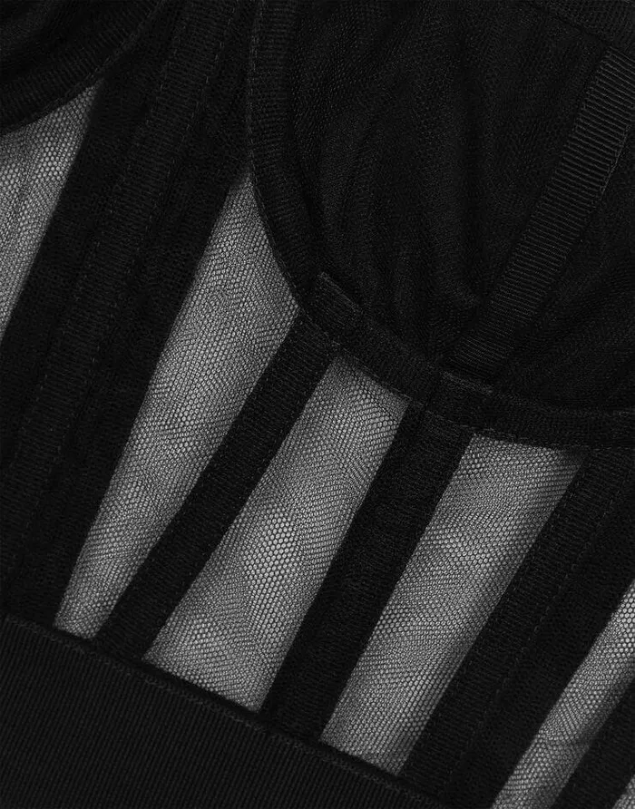 Dolce and Gabbana Shirts And Tops Women Tulle Bustier Top With Boning Black Dolce and Gabbana Shirts And Tops Women Tulle Bustier Top With Boning Black