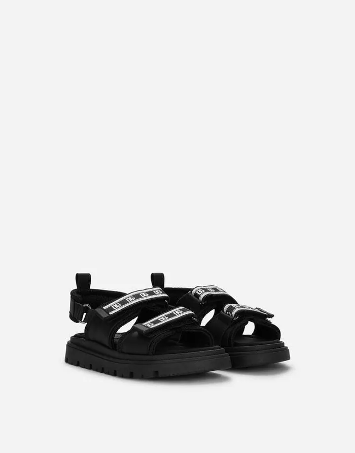 Dolce and Gabbana Shoes 2438 Children Calfskin Sandals With DG Logo Tape Multicolor