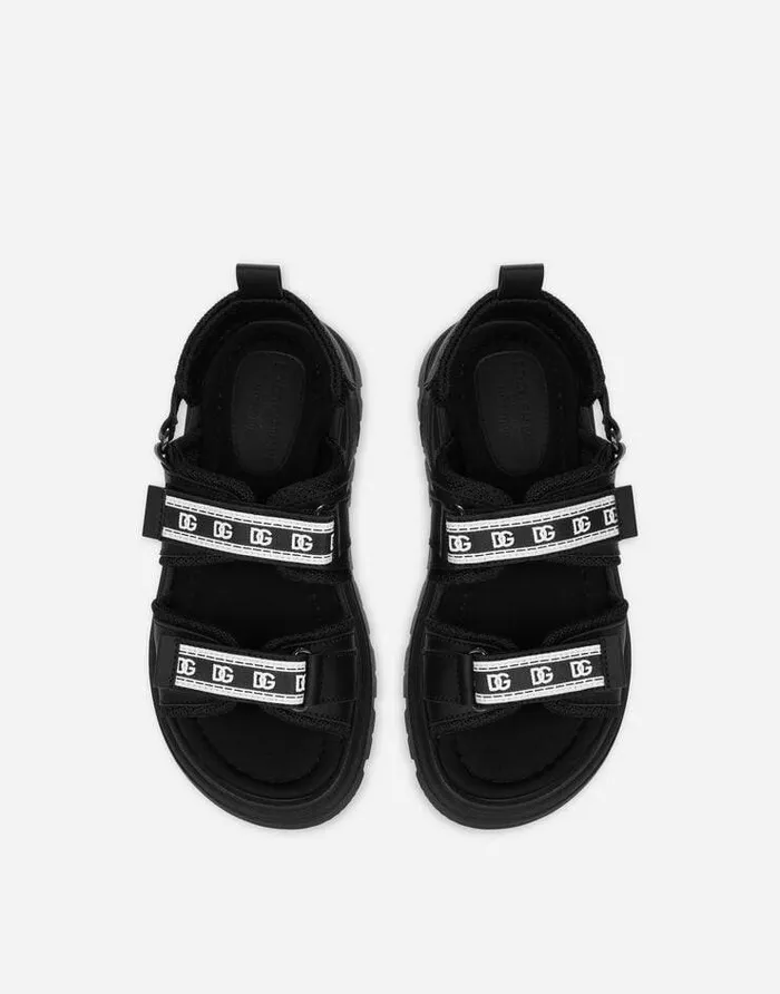 Dolce and Gabbana Shoes 2438 Children Calfskin Sandals With DG Logo Tape Multicolor
