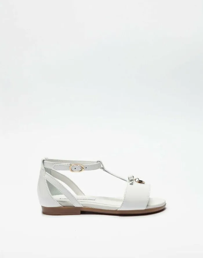 Dolce and Gabbana Shoes 2438 Children Patent Leather Sandals With Bow White