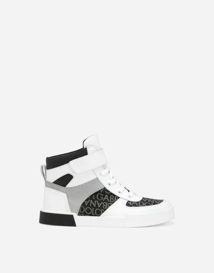 Dolce and Gabbana Shoes 2438 Children Portofino Hightop Sneakers Black