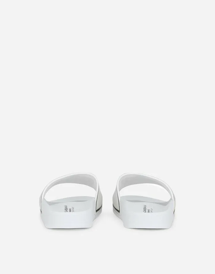 Dolce and Gabbana Shoes 2438 Children Rubber And Calfskin Sliders With Logo Print Multicolor Dolce and Gabbana Shoes 2438 Children Rubber And Calfskin Sliders With Logo Print Multicolor