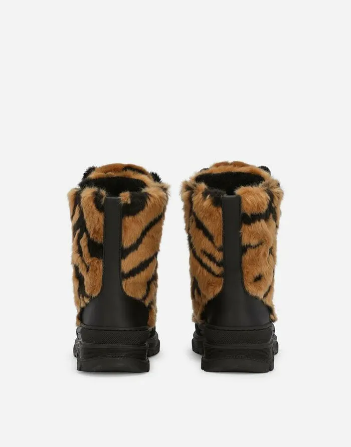 Dolce and Gabbana Shoes 2438 Children Tigerdesign Faux Fur Boots Multicolor