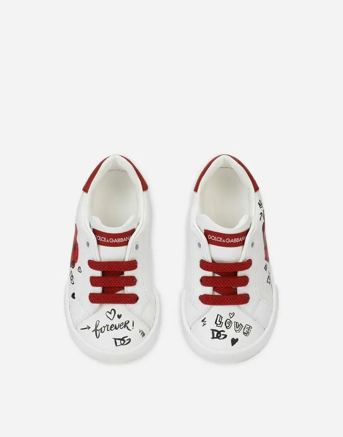 Dolce and Gabbana Shoes For First Steps 1926 Children First Steps Portofino Light Sneakers With Poppy Print Multicolor Dolce and Gabbana Shoes For First Steps 1926 Children First Steps Portofino Light Sneakers With Poppy Print Multicolor