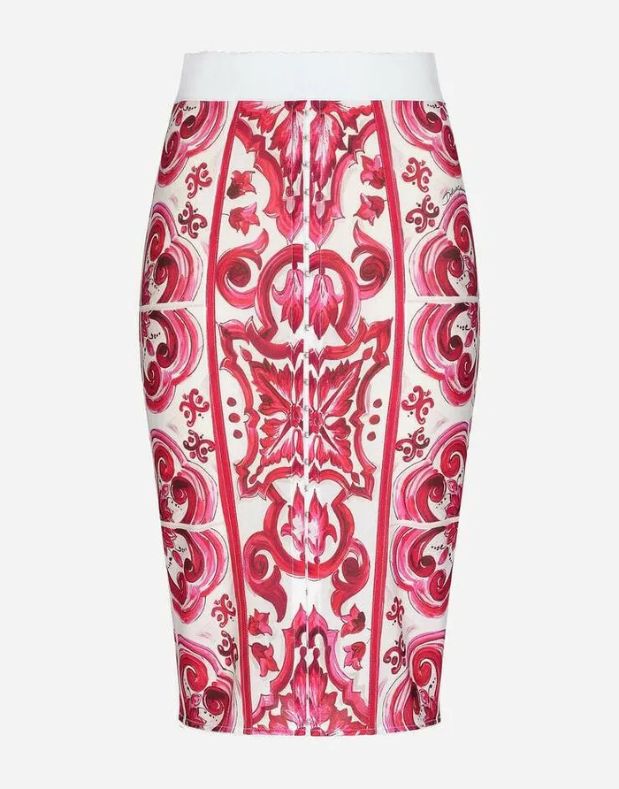 Dolce and Gabbana Skirts Women Majolicaprint Marquisette Pencil Skirt Multicolor Dolce and Gabbana Skirts Women Majolicaprint Marquisette Pencil Skirt Multicolor