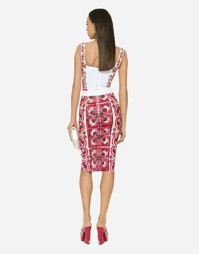 Dolce and Gabbana Skirts Women Majolicaprint Marquisette Pencil Skirt Multicolor Dolce and Gabbana Skirts Women Majolicaprint Marquisette Pencil Skirt Multicolor