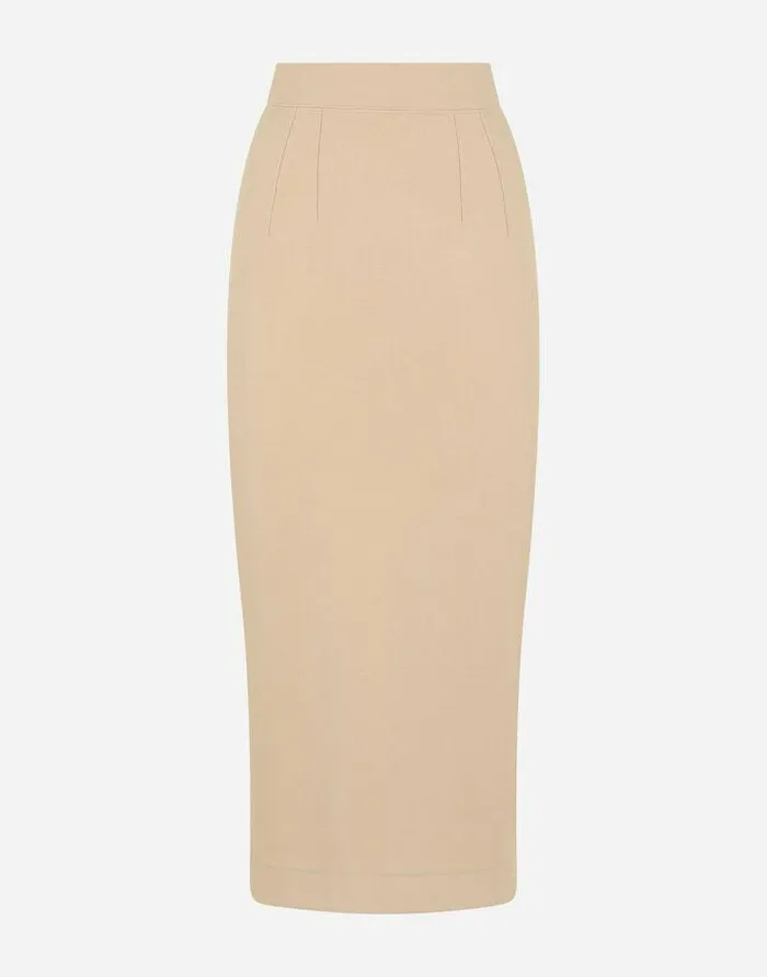 Dolce and Gabbana Skirts Women Stretch Jersey Midi Skirt Beige