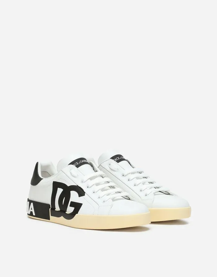 Dolce and Gabbana Sneakers Men Calfskin Nappa Portofino Sneakers With DG Logo Print Multicolor Dolce and Gabbana Sneakers Men Calfskin Nappa Portofino Sneakers With DG Logo Print Multicolor