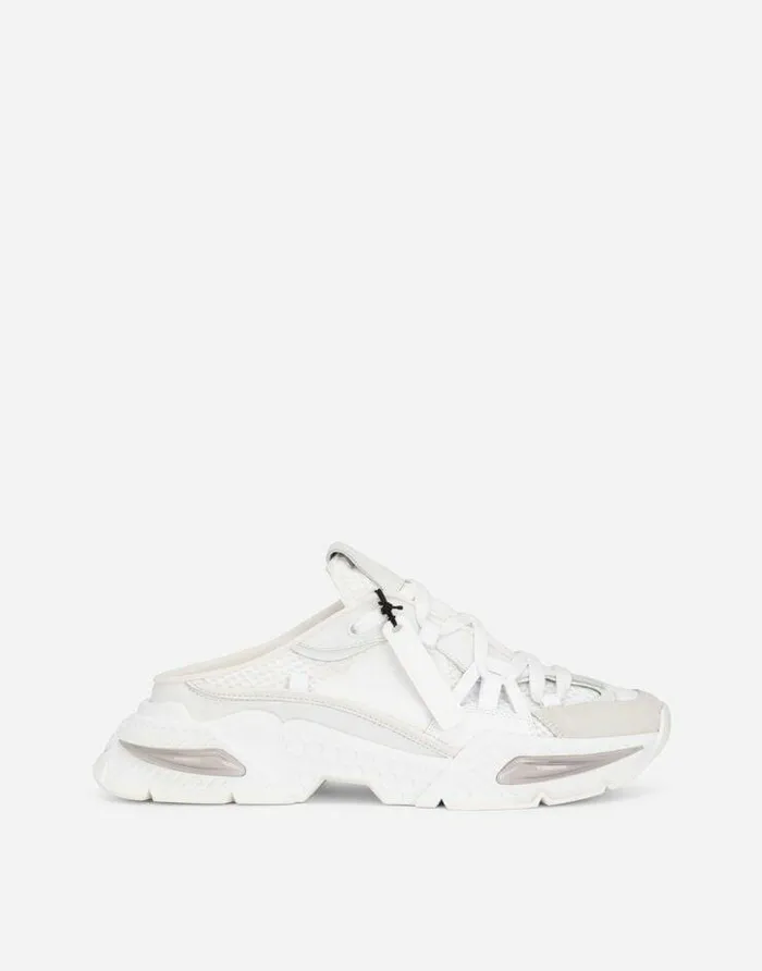Dolce and Gabbana Sneakers Men Mixedmaterial Airmaster Mule Sneakers White