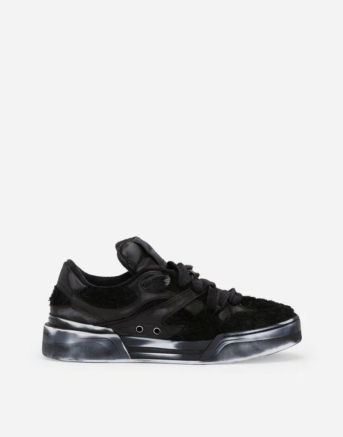 Dolce and Gabbana Sneakers Men Terrycloth New Roma Sneakers Black