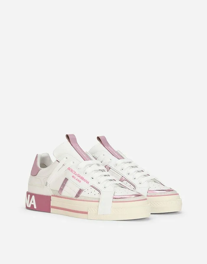 Dolce and Gabbana Sneakers Women Calfskin 2Zero Custom Sneakers With Contrasting Details Whitepink Dolce and Gabbana Sneakers Women Calfskin 2Zero Custom Sneakers With Contrasting Details Whitepink