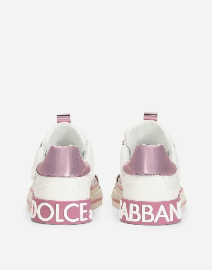 Dolce and Gabbana Sneakers Women Calfskin 2Zero Custom Sneakers With Contrasting Details Whitepink Dolce and Gabbana Sneakers Women Calfskin 2Zero Custom Sneakers With Contrasting Details Whitepink