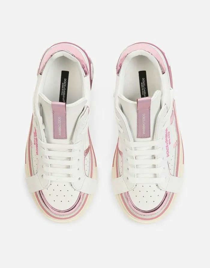 Dolce and Gabbana Sneakers Women Calfskin 2Zero Custom Sneakers With Contrasting Details Whitepink Dolce and Gabbana Sneakers Women Calfskin 2Zero Custom Sneakers With Contrasting Details Whitepink