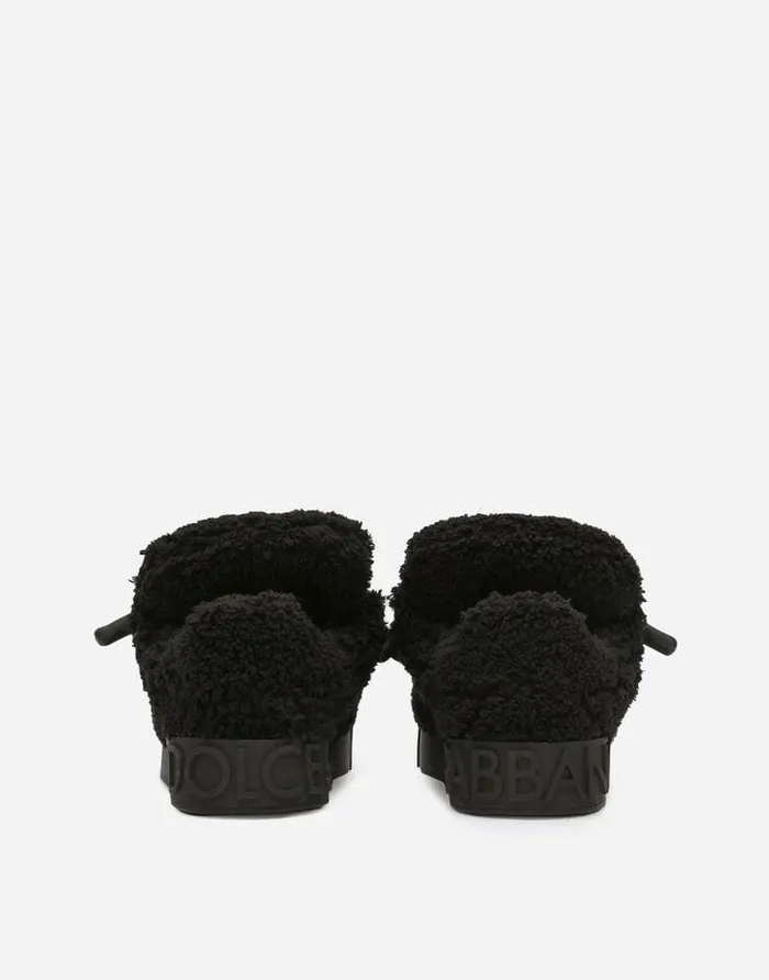 Dolce and Gabbana Sneakers Women Faux Fur Portofino Sneakers Black Dolce and Gabbana Sneakers Women Faux Fur Portofino Sneakers Black