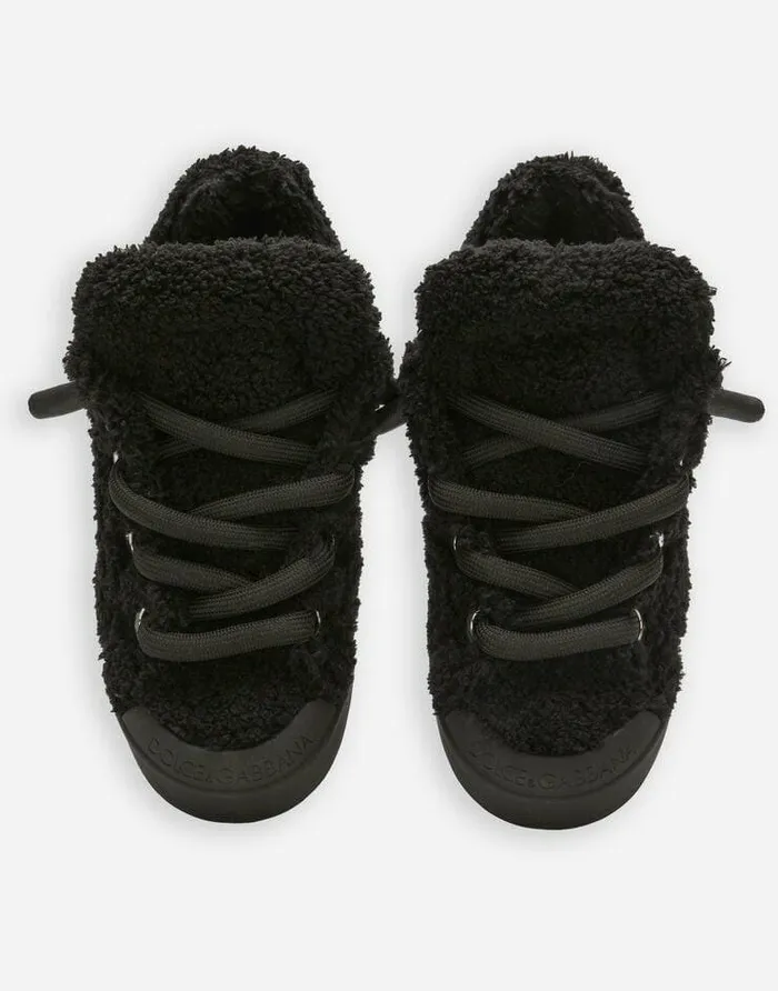 Dolce and Gabbana Sneakers Women Faux Fur Portofino Sneakers Black Dolce and Gabbana Sneakers Women Faux Fur Portofino Sneakers Black