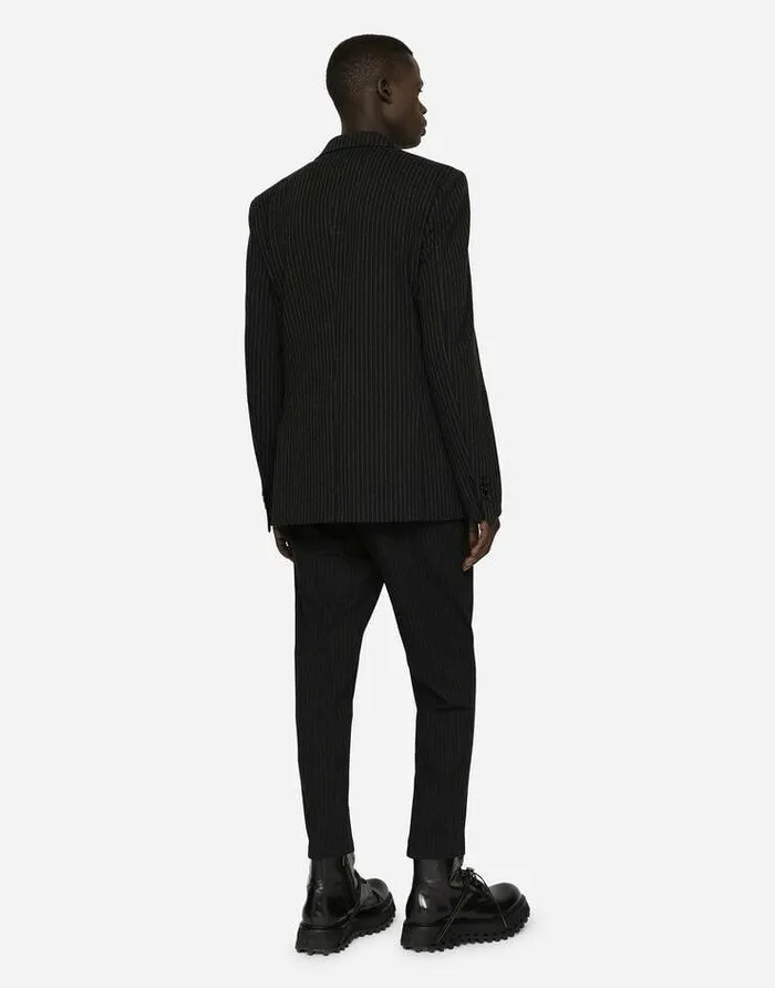 Dolce and Gabbana Suits And Blazers Men Pinstripe Stretch Jersey Jacket Multicolor