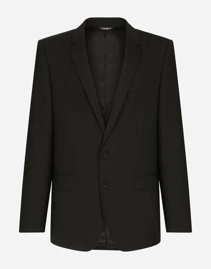 Dolce and Gabbana Suits And Blazers Men Stretch Wool Martinifit Suit Black