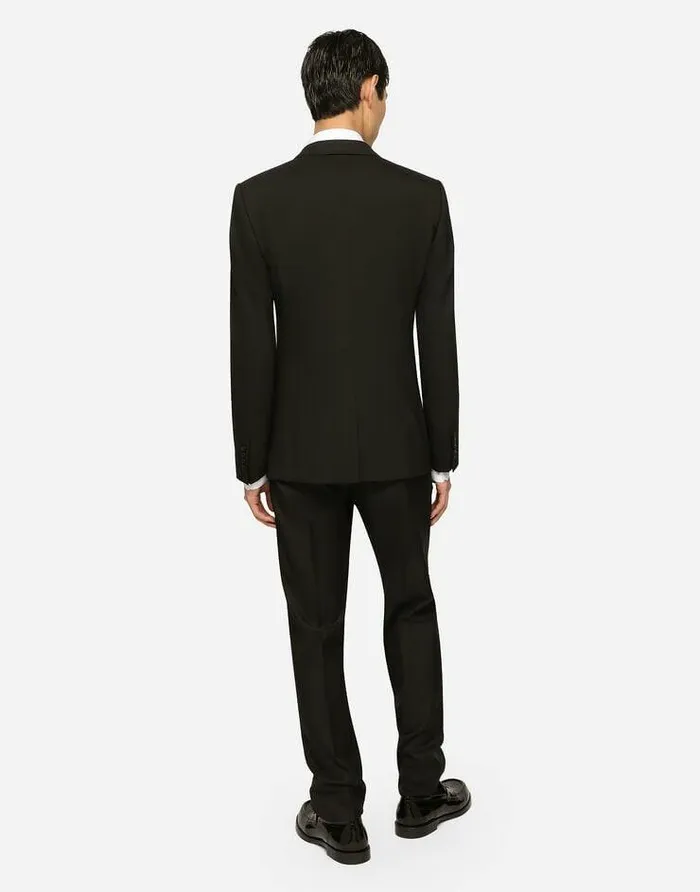 Dolce and Gabbana Suits And Blazers Men Stretch Wool Martinifit Suit Black