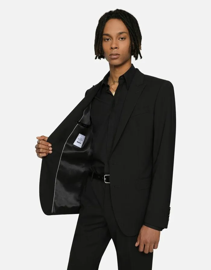 Dolce and Gabbana Suits And Blazers Men Stretch Wool Martinifit Suit Black