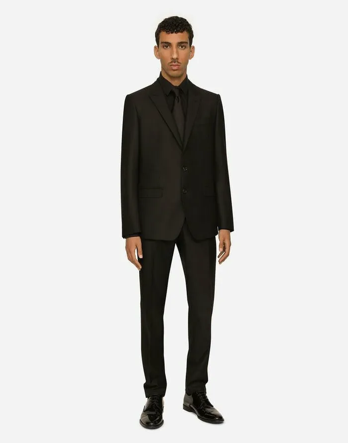 Dolce and Gabbana Suits And Blazers Men Wool And Silk Martinifit Suit Black