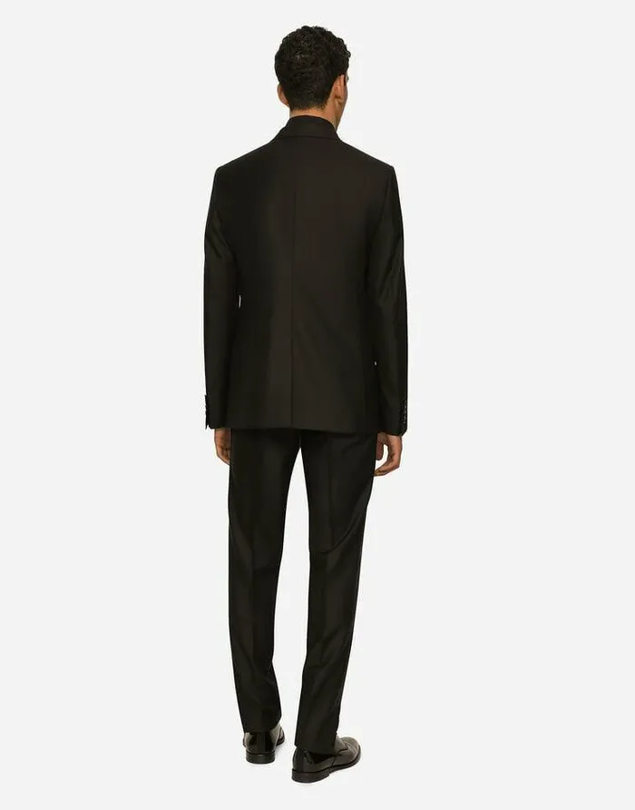 Dolce and Gabbana Suits And Blazers Men Wool And Silk Martinifit Suit Black