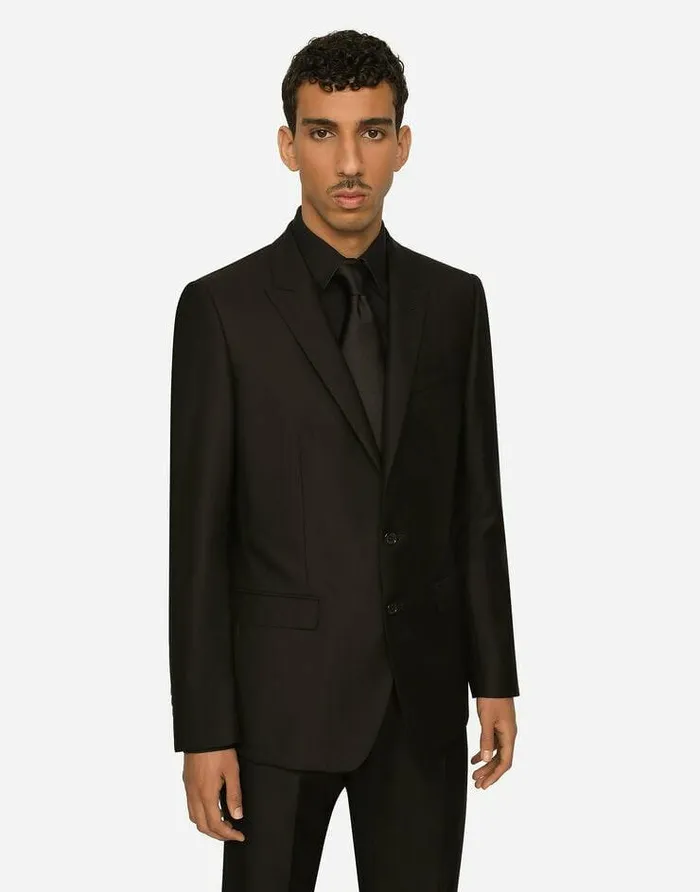 Dolce and Gabbana Suits And Blazers Men Wool And Silk Martinifit Suit Black