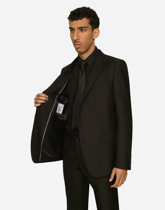 Dolce and Gabbana Suits And Blazers Men Wool And Silk Martinifit Suit Black
