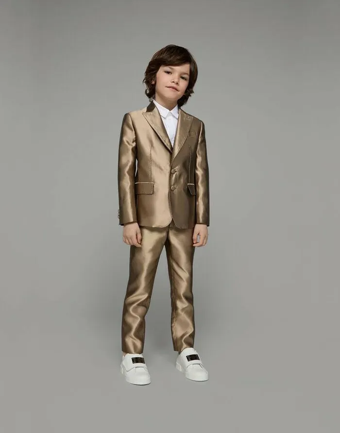 Dolce and Gabbana Suits Children Classic Silk Mikado Twobutton Siciliafit Jacket Green Dolce and Gabbana Suits Children Classic Silk Mikado Twobutton Siciliafit Jacket Green