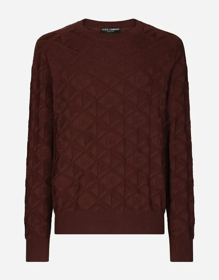 Dolce and Gabbana Sweaters And Cardigans Men 3D Silk Jacquard Roundneck Sweater Purple Dolce and Gabbana Sweaters And Cardigans Men 3D Silk Jacquard Roundneck Sweater Purple
