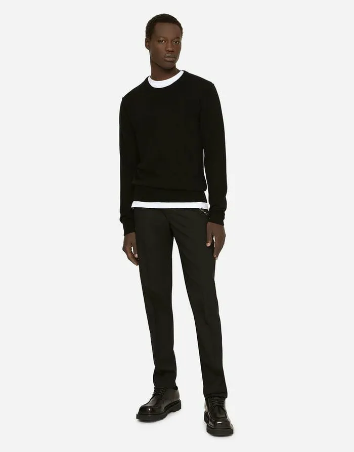 Dolce and Gabbana Sweaters And Cardigans Men Cashmere Roundneck Sweater Black Dolce and Gabbana Sweaters And Cardigans Men Cashmere Roundneck Sweater Black