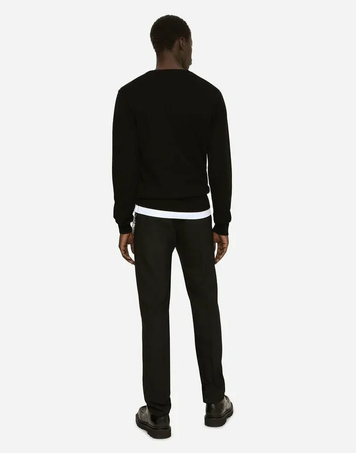 Dolce and Gabbana Sweaters And Cardigans Men Cashmere Roundneck Sweater Black Dolce and Gabbana Sweaters And Cardigans Men Cashmere Roundneck Sweater Black