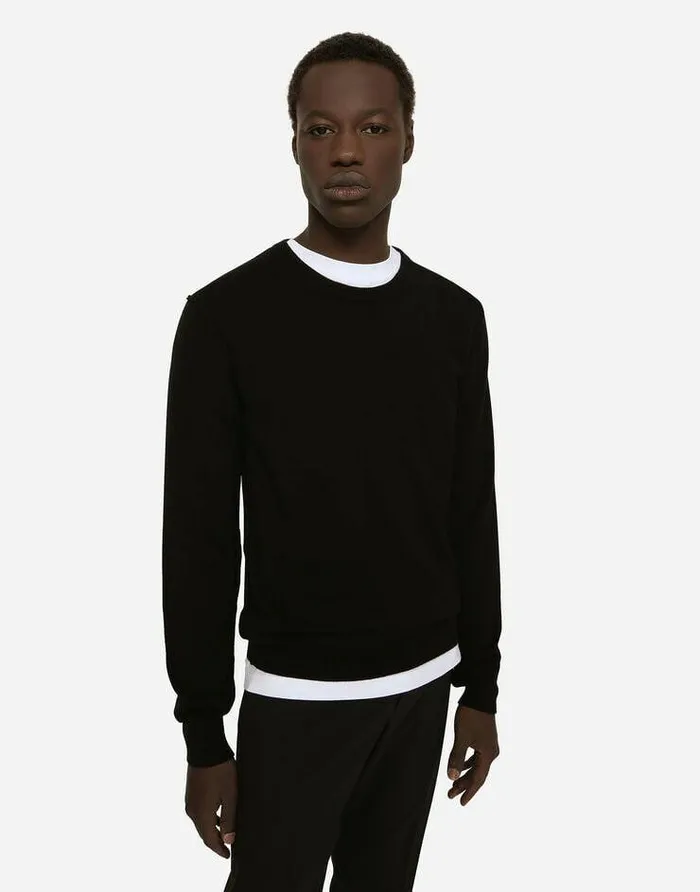 Dolce and Gabbana Sweaters And Cardigans Men Cashmere Roundneck Sweater Black Dolce and Gabbana Sweaters And Cardigans Men Cashmere Roundneck Sweater Black