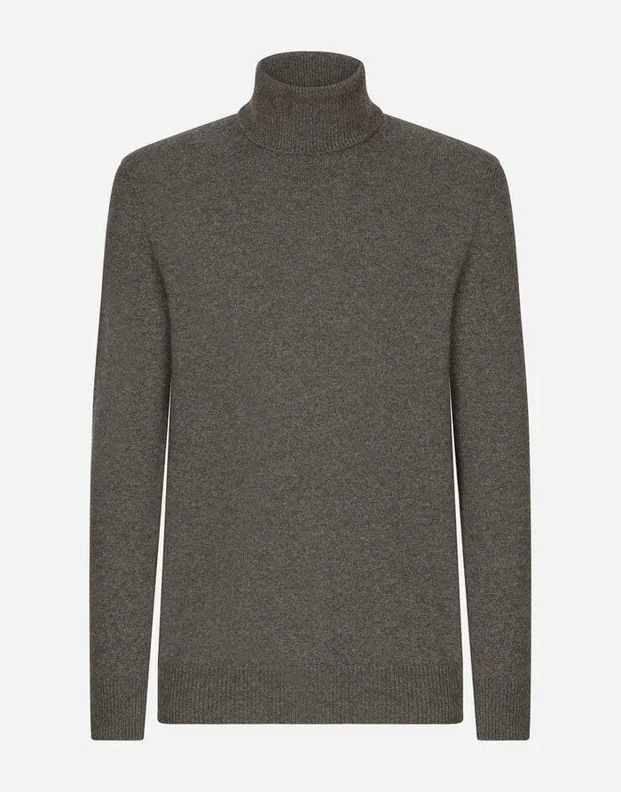 Dolce and Gabbana Sweaters And Cardigans Men Cashmere Turtleneck Sweater Grey