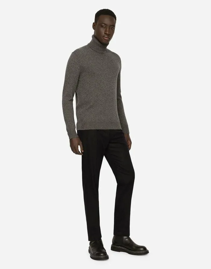 Dolce and Gabbana Sweaters And Cardigans Men Cashmere Turtleneck Sweater Grey