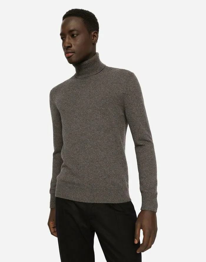 Dolce and Gabbana Sweaters And Cardigans Men Cashmere Turtleneck Sweater Grey