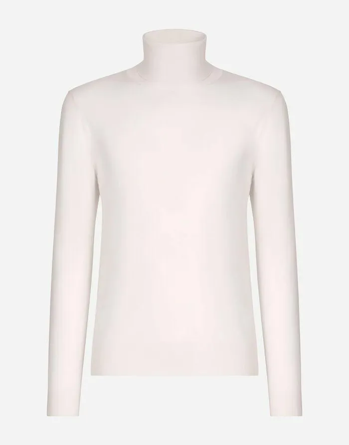 Dolce and Gabbana Sweaters And Cardigans Men Turtleneck Sweater In Extrafine Virgin Wool White Dolce and Gabbana Sweaters And Cardigans Men Turtleneck Sweater In Extrafine Virgin Wool White